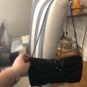 GLAM! Banana Republic black clutch with jewels